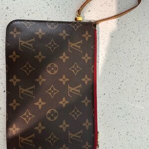 Louis Vuitton Red Striped Interior Pouch with Gold-Tone Zipper